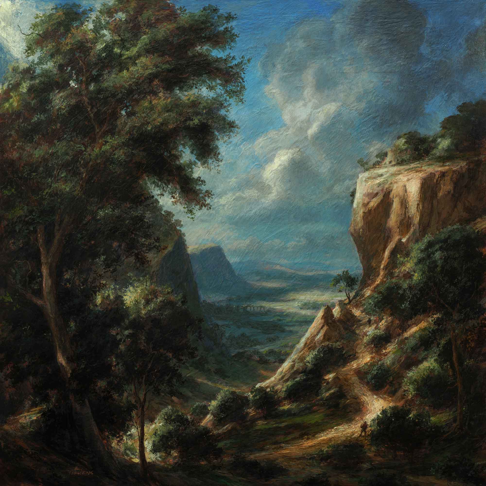 Path to Limestone Canyon Erik Tiemens, Path to Limestone Canyon, 2020, water soluble encaustics on wood panel, 18″ x 18″